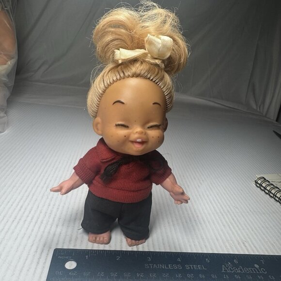 Vintage 60's Cookie Evergreen Ugly Cute Freckle Face Laughing Doll - HONG KONG - Picture 1 of 6